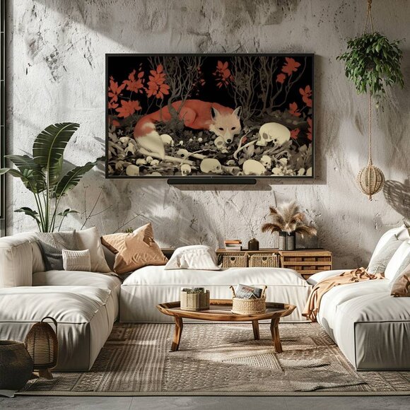 Original Red Fox With Skulls Art Print + Digital Copy - Picture 4 of 10